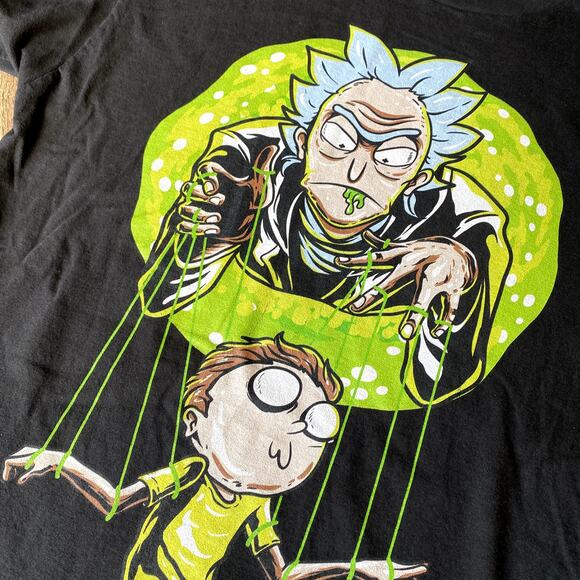 Men's Black Rick & Morty Puppet & Space Portal Tee M - Picture 3 of 5
